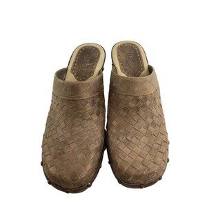 Bass Women's Jillian Clogs 9M - Leather Upper Woven Design Brown NWOT